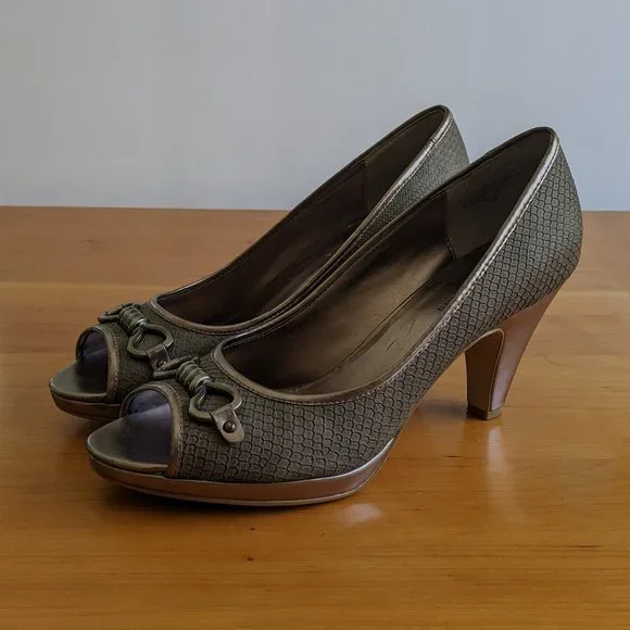 Anne Klein | Akeson | Open Toe Heels | pewter | sz 9 1/2 - Picture 3 of 8